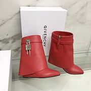 Givenchy Shark Lock Ankle Boots In Leather | Red - 2
