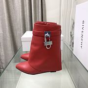 Givenchy Shark Lock Ankle Boots In Leather | Red - 4