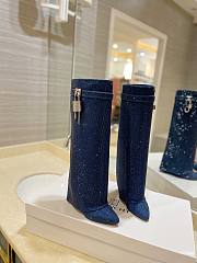 Givenchy Shark Lock Boots In Satin With Strass | Blue - 1