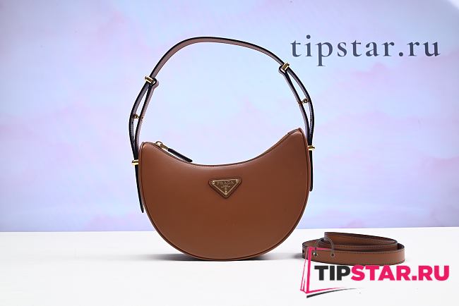 Prada Arqué Leather Shoulder Bag Cognac | Tipstar - 1