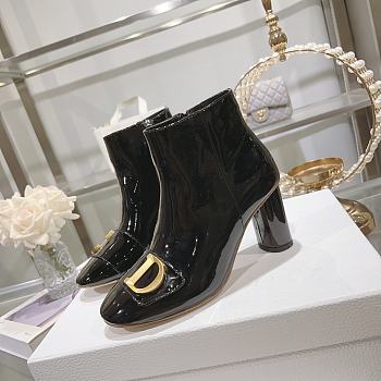 C'est Dior Heeled Ankle Boot Black Patent Calfskin 8cm