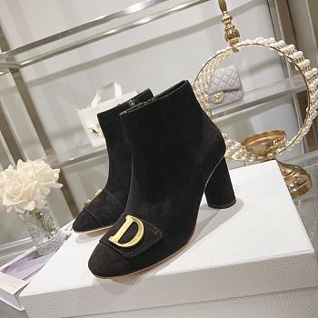 C'est Dior Heeled Ankle Boot Black Suede Calfskin 8cm