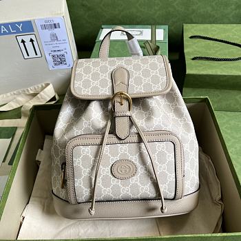 Gucci Backpack With Interlocking G Beige and white GG 674147 Size 26.5x30x13 cm