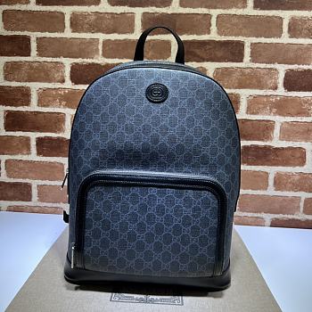 Gucci Backpack With Interlocking G Black GG Supreme canvas ‎704017 Size 32x40x15 cm