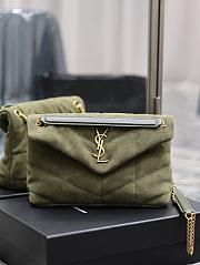 YSL Small Puffer In Quilted Velvet Pale Olive Size 29 X 17 X 11 CM - 1