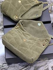 YSL Small Puffer In Quilted Velvet Pale Olive Size 29 X 17 X 11 CM - 4