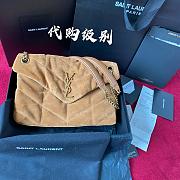 YSL Small Puffer In Quilted Suede Matte Gold 577476 Size 29 X 17 X 11 CM - 1