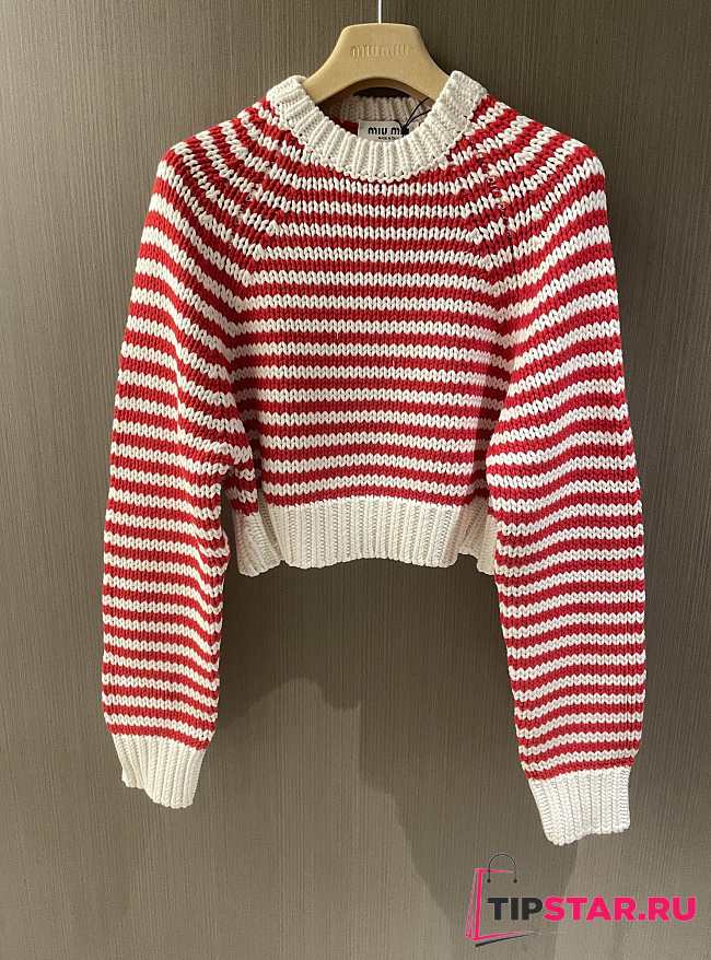 Miumiu Cotton And Cashmere Sweater Red - 1