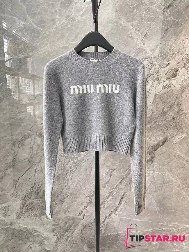 Miumiu Wool And Cashmere Sweater Grey - 1