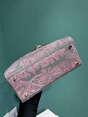 Dior Medium Lady D-Lite Bag Gray and Pink Toile de Jouy Reverse Embroidery Size 24 x 20 x 11 cm - 5