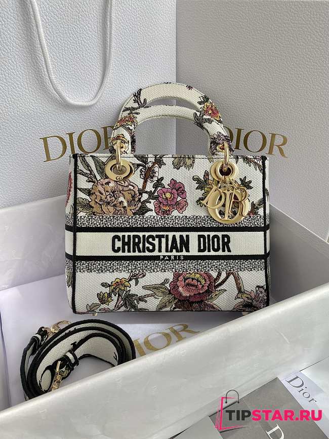Dior Medium Lady D-Lite Bag Multicolor Dior Jardin Botanique Embroidery Size 24 x 20 x 11 cm - 1