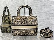Dior Medium Lady D-Lite Bag Chocolate Brown and Black Toile de Jouy Embroidery Size 24 x 20 x 11 cm - 5