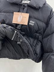 Miumiu Cropped Nylon Down Jacket Black/White - 2