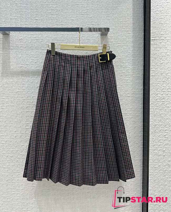 Miumiu Gingham Check Skirt Garnet - 1