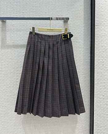Miumiu Gingham Check Skirt Garnet