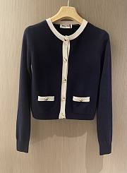 Miumiu Cashmere Knit Cardigan Blue - 1