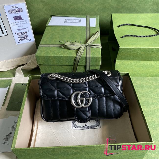 Gucci GG Marmont Mini Shoulder Bag Black/Silver 446744 Size 22x13x6 cm - 1