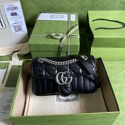 Gucci GG Marmont Mini Shoulder Bag Black/Silver 446744 Size 22x13x6 cm - 1