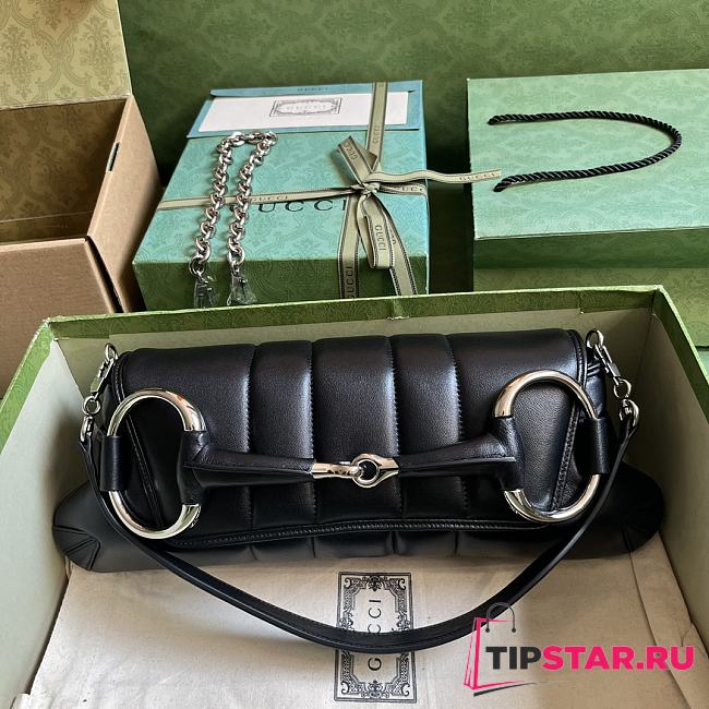 Gucci Horsebit Chain Medium Shoulder Bag 764255 Black Size 38x15x16cm - 1