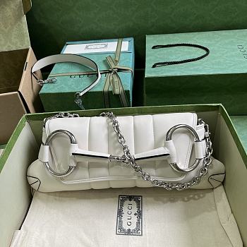 Gucci Horsebit Chain Medium Shoulder Bag 764255 White Size 38x15x16cm