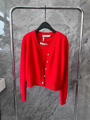 Dior Twin-Set Amaryllis Red Cashmere Knit