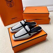 Hermes Groupie Mule in H Canvas And Calfskin Black - 5