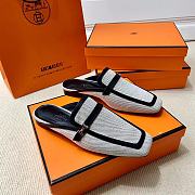 Hermes Groupie Mule in H Canvas And Calfskin Black - 4