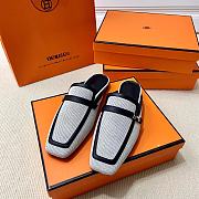 Hermes Groupie Mule in H Canvas And Calfskin Black - 3