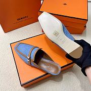 Hermes Groupie Mule in in Denim And Calfskin - 5