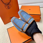 Hermes Groupie Mule in in Denim And Calfskin - 4