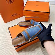 Hermes Groupie Mule in in Denim And Calfskin - 3