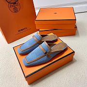 Hermes Groupie Mule in in Denim And Calfskin - 2