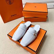 Hermes Groupie Mule In Calfskin White - 1