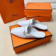 Hermes Groupie Mule In Calfskin White - 5