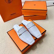 Hermes Groupie Mule In Calfskin White - 2