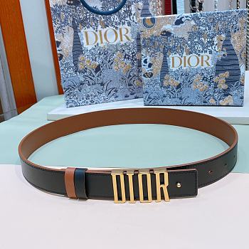 Dior D-Fence Reversible Belt Golden Saddle and Black Smooth Calfskin 3cm
