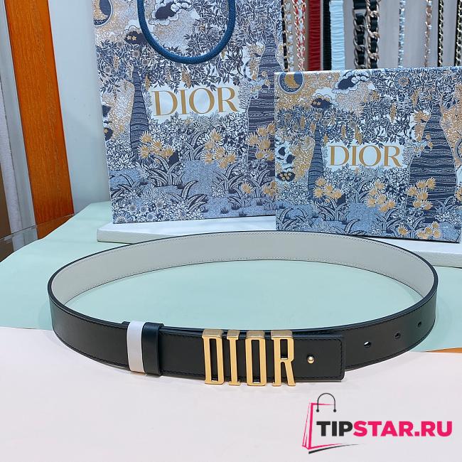 Dior D-Fence Reversible Belt Black and Latte Smooth Calfskin 3cm - 1