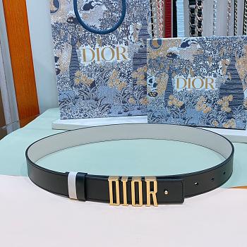 Dior D-Fence Reversible Belt Black and Latte Smooth Calfskin 3cm