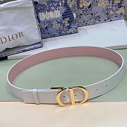 Dior 30 Montaigne Reversible Belt White & Pink Smooth Calfskin 3.5 cm - 1