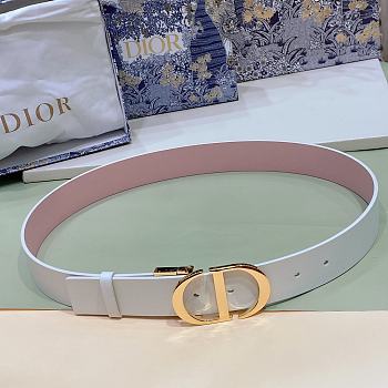 Dior 30 Montaigne Reversible Belt White & Pink Smooth Calfskin 3.5 cm