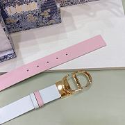 Dior 30 Montaigne Reversible Belt White & Pink Smooth Calfskin 3.5 cm - 4