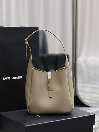 YSL Le 5 À & Soft Small In Smooth Leather Dusty Grey 23x22x8.5 cm