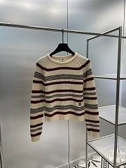 Celine Crew Neck Sweater In Striped Ribbed Wooloff White - 1