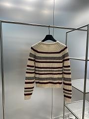 Celine Crew Neck Sweater In Striped Ribbed Wooloff White - 4