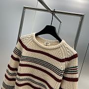 Celine Crew Neck Sweater In Striped Ribbed Wooloff White - 3