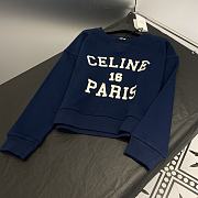 Celine Paris 16 Sweatshirt In Cotton Fleece Navy/Off White - 5