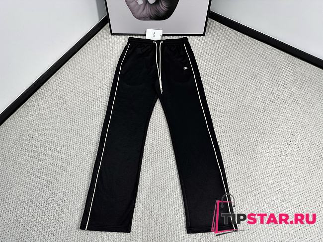 Celine Triomphe Track Pants In Velvet Jersey Black / White - 1