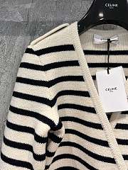 Celine Cropped Marinière Cardigan In Wool Cream/Black - 4