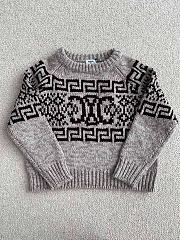 Celine Crew Neck Sweater In Triomphe Fair Isle Wool Taupe - 5
