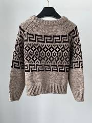 Celine Crew Neck Sweater In Triomphe Fair Isle Wool Taupe - 2